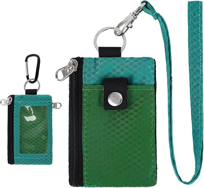 MASAPHIL MASAPHlL Small Lanyard Wallet for Women/Men with RFID Blocking ID Card Wallet, Minimalist Nylon Zipper Pouch, Travel Neck Wallet with Keychain, ID Window for Card,Coin,Cash (Olive Green+Green) - Image 1